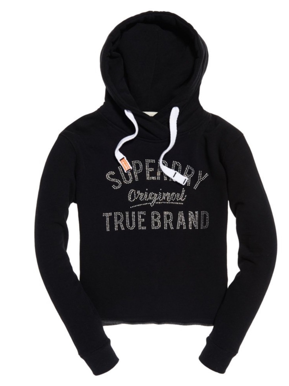 Superdry women's True Brand rhinestone cropped hoodie 'True Brand' Logo Size M